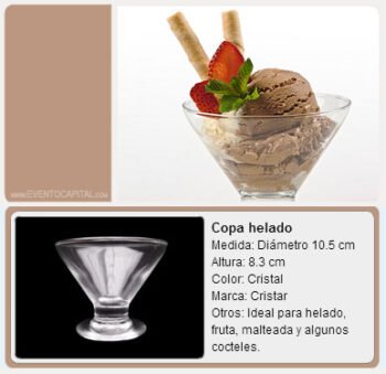 Alquilar Copa para helado en cristal - copa para fruta para fiestas y eventos en Bogotá - ver precios y fotos de alquileres económico para fiestas y eventos