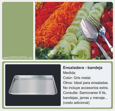 alquiler bandeja ensaladera charol azafata para fiestas y eventos en Bogotá - ver precios y fotos de alquiler económico para fiestas y eventos