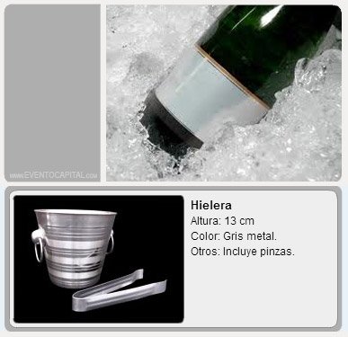Alquilar Hielera con pinzas para fiestas y eventos en Bogotá - ver precios y fotos de alquileres económico para fiestas y eventos