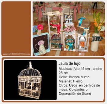 Alquilar jaula decorativa jaula colgante para fiestas y eventos en Bogotá - ver precios y fotos de alquileres económico para fiestas y eventos