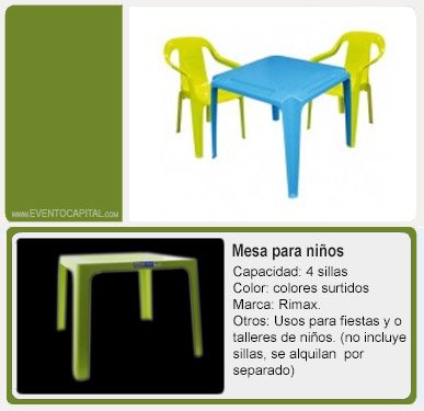 Alquilar Mesas para niños 4 puestos - mesas plasticas infantiles para fiestas y eventos en Bogotá - ver precios y fotos de alquileres económico para fiestas y eventos