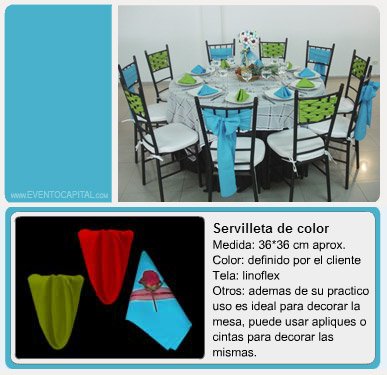 Alquilar Servilletas de tela - mantelería para fiestas y eventos en Bogotá - ver precios y fotos de alquileres económico para fiestas y eventos