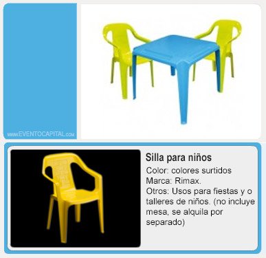 Alquilar Sillas plasticas para niños - sillas infantiles para fiestas y eventos en Bogotá - ver precios y fotos de alquileres económico para fiestas y eventos