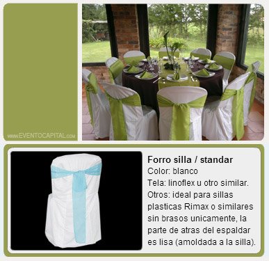Alquilar Forro para silla plastica - vestido de silla rimax para fiestas y eventos en Bogotá - ver precios y fotos de alquileres económico para fiestas y eventos