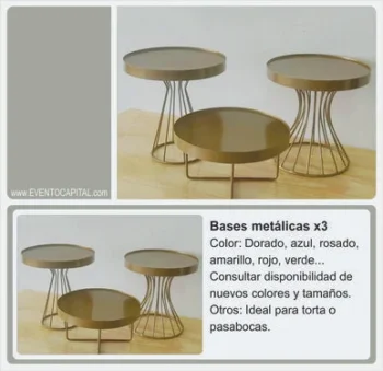 Alquilar Bases metalica para pasabocas cup cakes y galletas para fiestas y eventos en Bogotá - ver precios y fotos de alquileres económico para fiestas y eventos