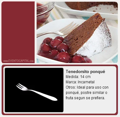 Alquilar Tenedor para torta - tenedorcito ponqué para fiestas y eventos en Bogotá - ver precios y fotos de alquileres económico para fiestas y eventos